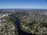 AERIAL VIEW OF SWAN RIVER AND PERTH CITY