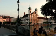 SUNSET BY REUSS RIVER LUCERNE