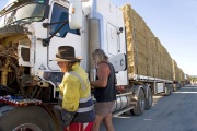 ROAD TRAIN AND DRIVERS AT DOON DOON ROADHOUSE